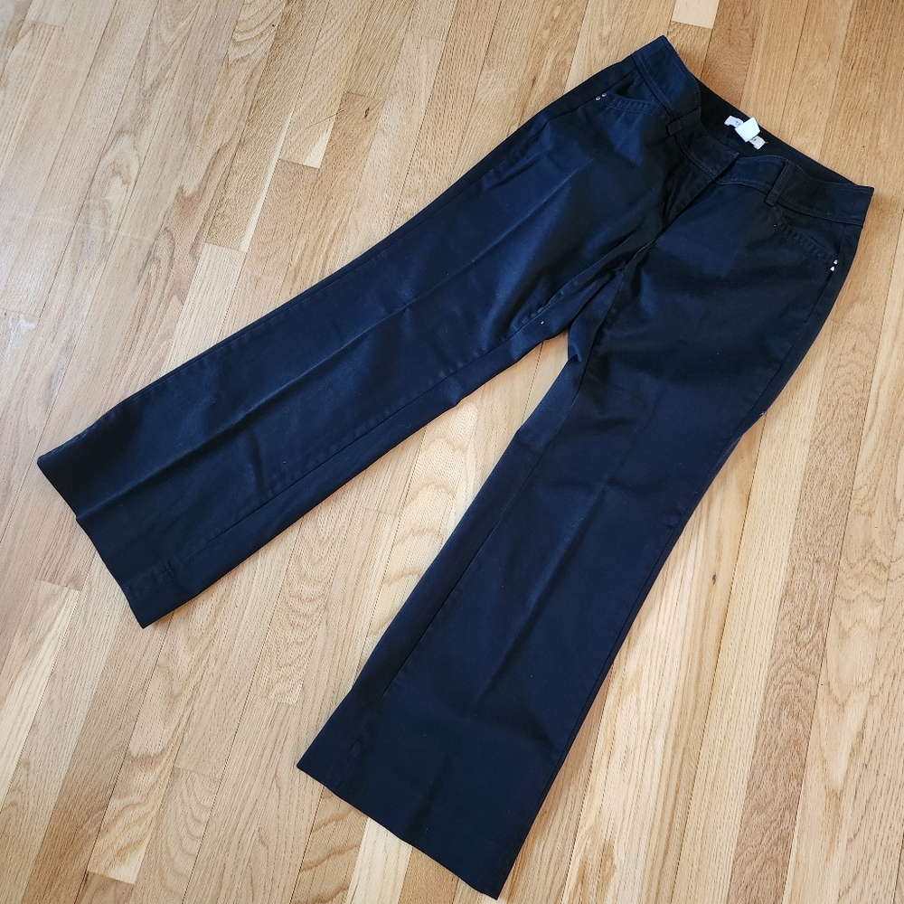 White House Black Market Boot Leg Black Cotton Dress Pants Trousers Slacks 4s